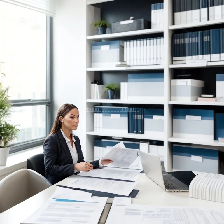 Real estate agent reviewing legal documents with consultant